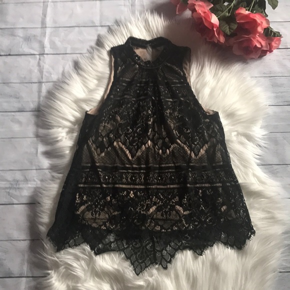LC Lauren Conrad Tops - LC Lauren Conrad Lace Overlay Halter Tank